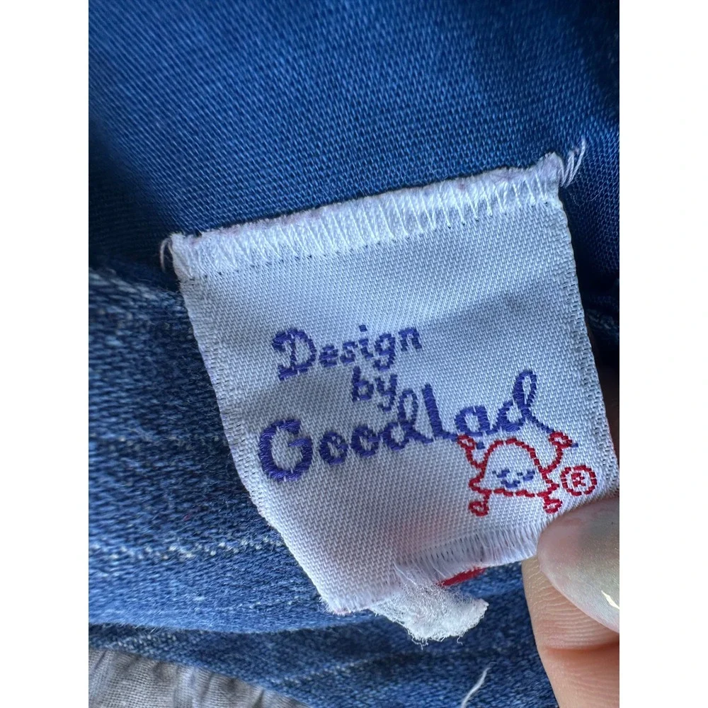 Vintage Nannekins by Nannette Girls White Shirt Blue Overalls Heart Set Large